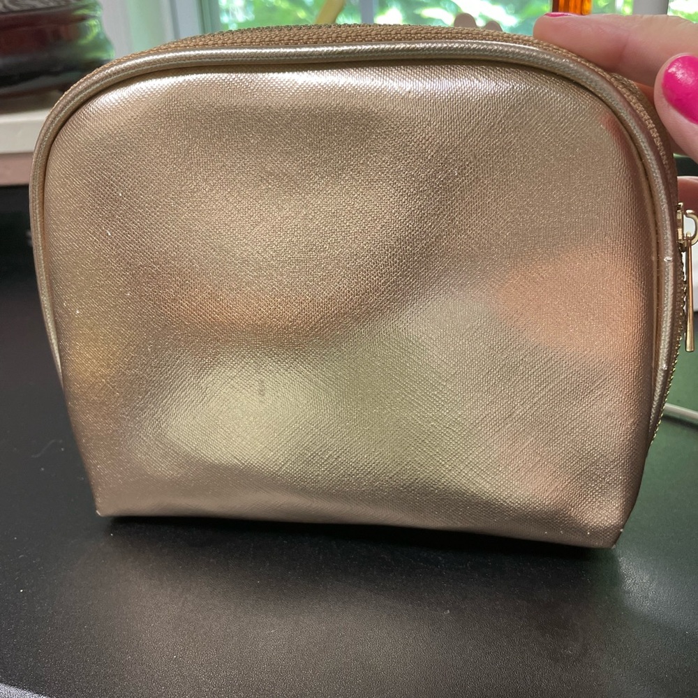 Rose gold makeup bag